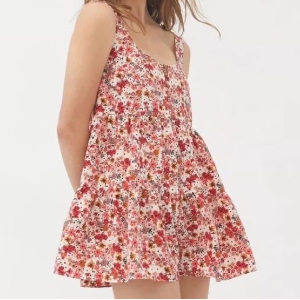 Urban Outfitters Floral Babydoll Romper Sleeveless Red Pink‎ Medium